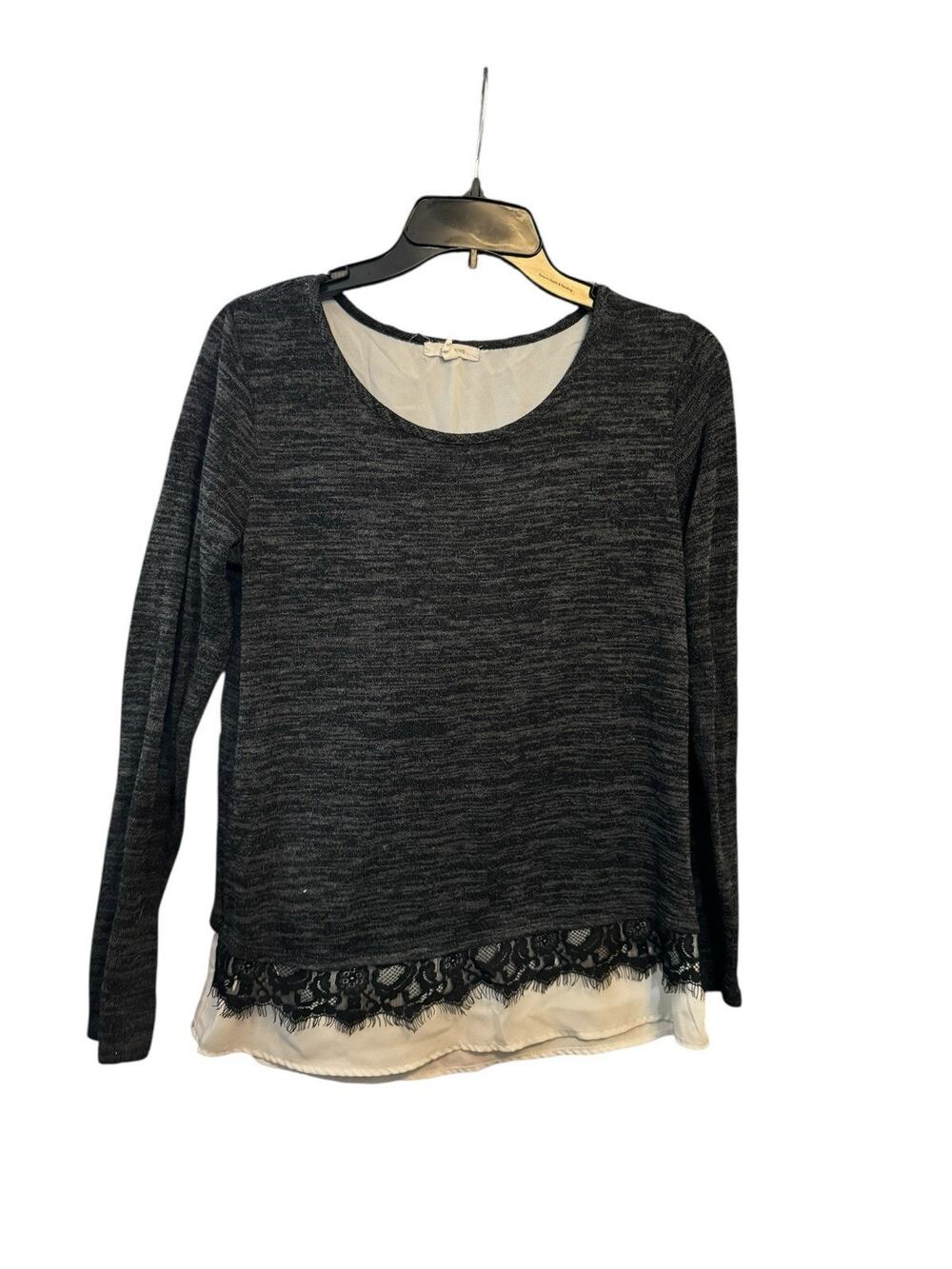 Maurice’s Layered Long Sleeve Lace Trim Top Blouse Small